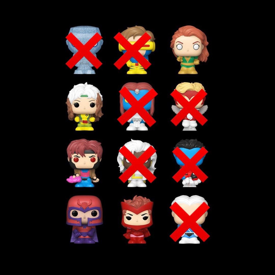 Funko Bitty Pop X-Men (Category: Designer & Blind Box Toys) located in Singapore. Submitted by zevious (Listing ID 1456974608, Image 2). Description: Brand new. Have those that are not marked with Red Cross. Price as follows: 1. Jean Grey (Phoenix) - $6 2. Scarlet Witch - $6 3. Magneto - $8 4. Gambit - $12 5. Rogue - $102 *get both Scarlet witch and Magneto as a set at $12 .