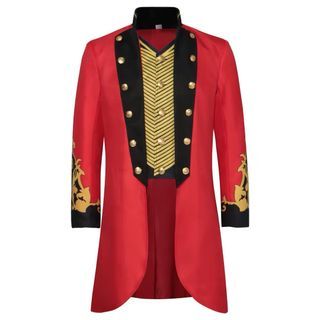 Red Ringmaster Jacket and Black Pants Costume Set