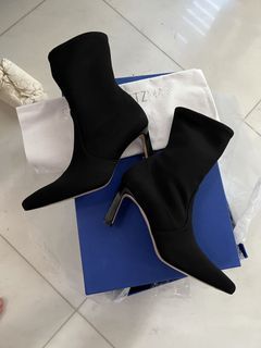 Stuart Weitzman Stuart 75 Stretch Booties in Black.
