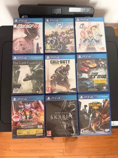 ($14 each) PS4 game  Motogp 15 / Ride / tales of zestiria / the last guardian / call of duty advanced warfare / the crew / dragonball the breakers / skyrim / infamous second son