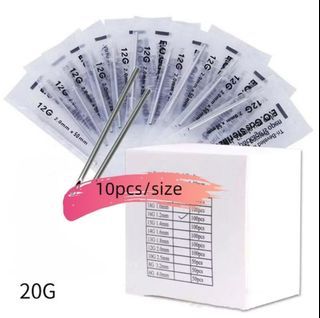 20G Surgical Stainless Steel Piercing Needles 9pcs Nose Ring