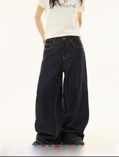 ALTERED Retro Washed Blue Straight-Leg Baggy Jeans