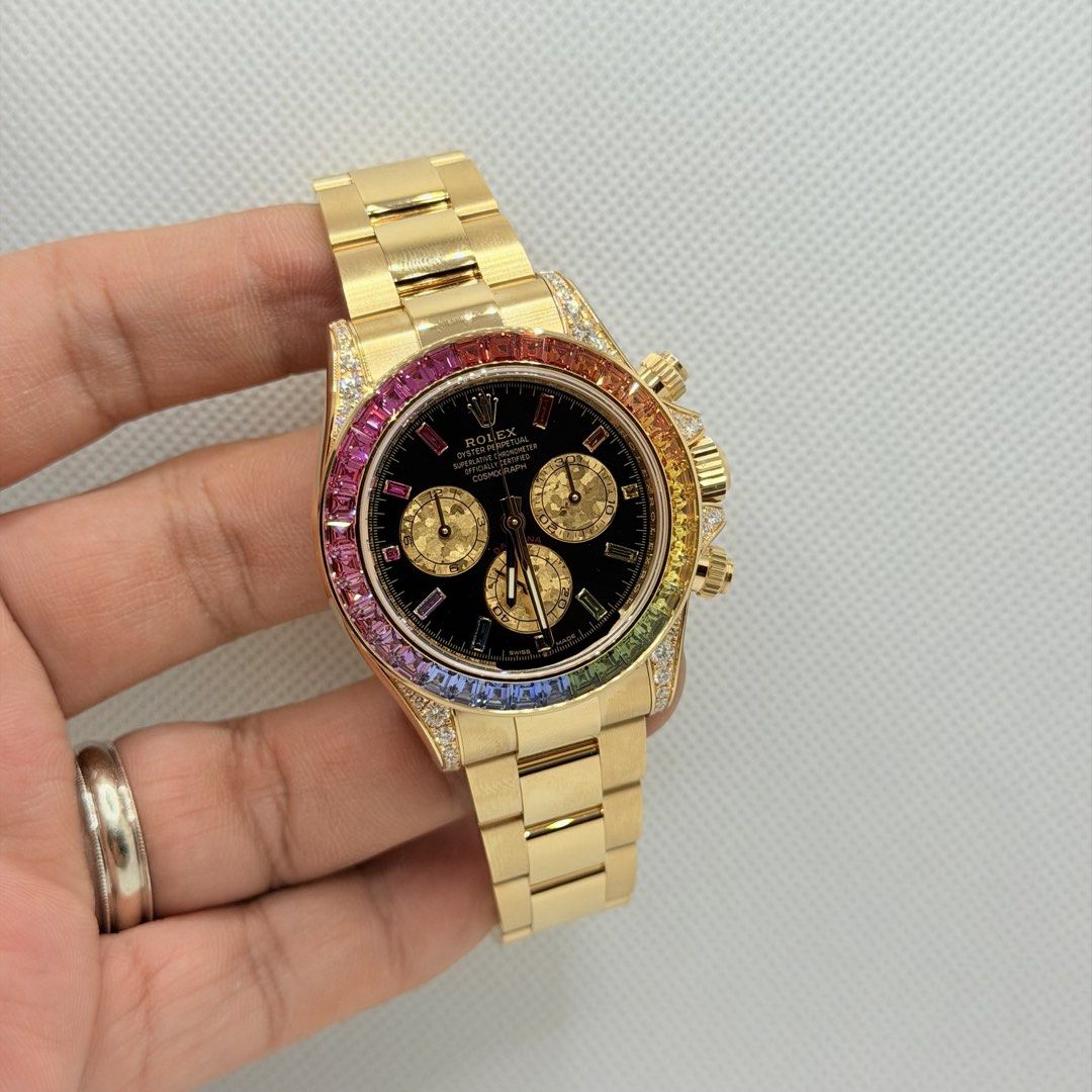 Brand New 08/2026 Rolex 126598RBOW Daytona Full Yellow Gold “Rainbow” 126598 (Category: Watches) located in Singapore. Submitted by worthytime (Listing ID 1457241723, Image 1). Description: 🫵Join our Tele-gram channel for latest updates: worthytime.biz/tele ➡️ Rolex 126598RBOW Daytona Full Yellow Gold “Rainbow” ➡️August 2026 (5 Years Rolex International Warranty Till 08/2031) ➡️Brand New Unworn Unsized ➡️Majority Factory Stickers Intact ➡️Full C