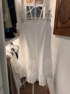 Brandy Melville White Tiered Eyelet Midi Skirt