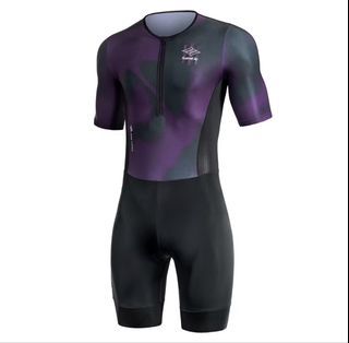 Santic Triathlon Suit Purple Black Short Sleeve