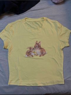 Yellow Bunny Graphic Yellow Tight fitting top Brandy Melville style