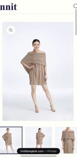 innit bangkok Oscar Pleated Mini Dress - Short Length, Rose Gold Pleats, Thailand brand