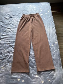 Japan Ribbed Wide Leg Pants - Mocha Brown / Reddish Brown