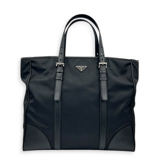 Prada Logo Tote Bag Black in Nylon, Silver hardware