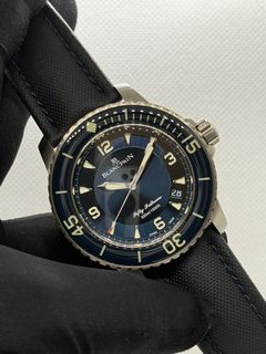 BLANCPAIN FIFTY FATHOMS AUTOMATIQUE AUTOMATIC TITANIUM OPEN CASEBACK 5015 12B40 O52A SUNBURST BLUE