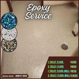 Epoxy flakes/Sand Epoxy/Epoxy flooring /Toilet flooring /Epoxy paint /toilet renovation/No groutline/Anti-slip epoxy/kitchen floor flakes/Balcony floor flakes/Wall & Floor no groutline.