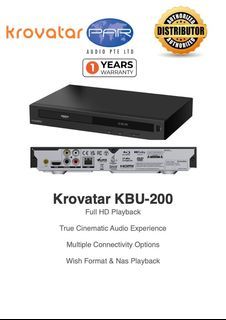 Krovatar KBU-200 Region Free Full HD Blu-ray Player, One Year Warranty.