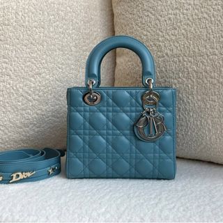 NEW Dior ABCD i or Lady Dior Small Lambskin Blue Silver Hardware