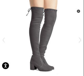 🩶🩶🩶 Stuart Weitzman Slate Grey Tieland Suede Over-the-Knee Boots