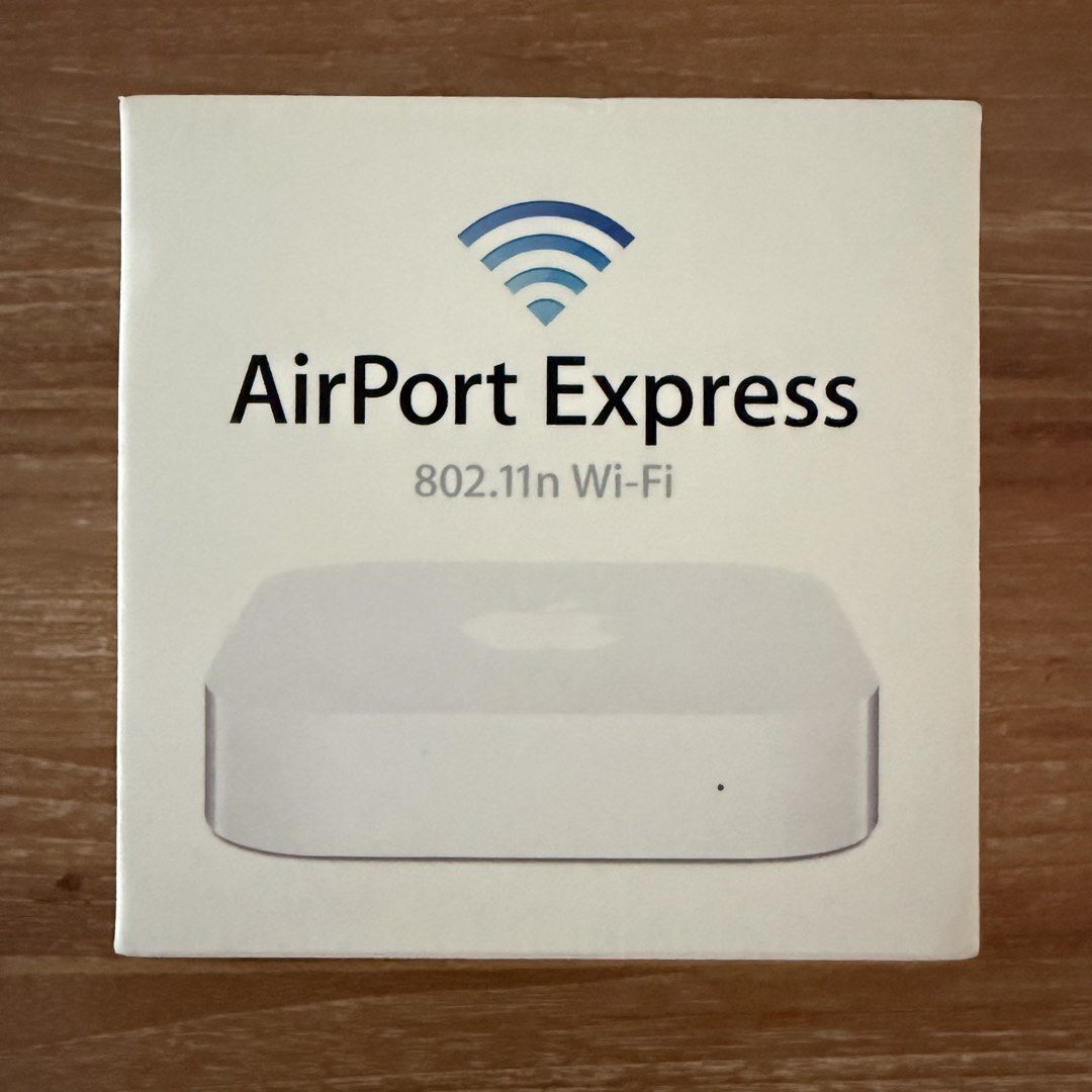 Apple AirPort Express 802.11n Wi-Fi Base Station (Category: Networking) located in Singapore. Submitted by wlshr (Listing ID 1457773972, Image 1). Description: - Apple AirPort Express 802.11n Wi-Fi - Create a wireless network for all your devices - Stream music wirelessly to speakers, stereo, iPad, iPhone, iPod touch - Share a printer and access it wirelessly - Includes AirPort Express, power adapter, and original box.