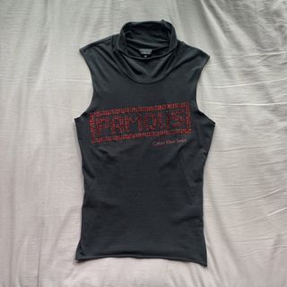CALVIN KLEIN Rhinestoned Mockneck y2k