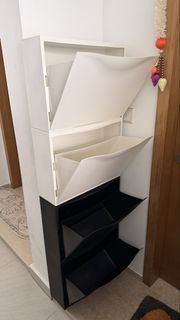 IKEA STÄLL Shoe Cabinet White/Black 3 Tiers