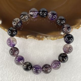Certified Above Average Natural Fully Transparent Black Super 7 Crystal Bead Bracelet | 12.0mm Black Super 7 (40.89g | 17cm Wrist Sizing | 18 Beads)