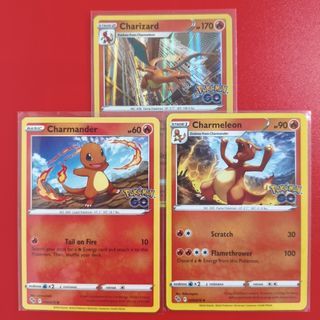 Charmander #8 Charmeleon #9 Charizard #11 Pokemon GO Rare Holo Card 2022