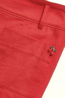 Chili Red Slim Fit Pants with Cherry Charm