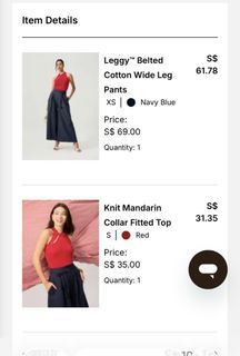 Love Bonito Red Knit Mandarin Collar Top & Navy Wide Leg Pants
