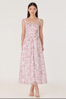 Lovet Lillian Floral Organza Ruched Corset Midaxi Dress