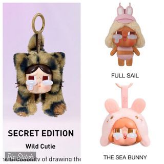 Pop Mart Crybaby Wild But Cutie Series Vinyl Plush Pendant - Wild Cutie Secret Edition, Crybaby Vacation Mode On Series Vinyl Plush Pendant - Full Sail and Crybaby Cry Me an Ocean Series Vinyl Plush Pendant - The Sea Bunny
