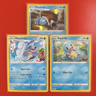 Squirtle #15 Wartortle #16 Blastoise #17 Pokemon GO Rare Reverse Holo 2022 Card Sowsow
