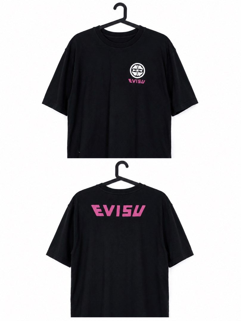 Authentic Evisu Top Size S (Category: Tshirts & Polo Shirts) located in Singapore. Submitted by fayth_ (Listing ID 1458214185, Image 1). Description: - Authentic Evisu T-shirt - Color: Black - Size: S - Features iconic Evisu logo on front and back - Original Price $120.