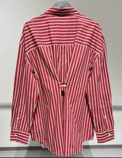 Cinched waist striped shirt