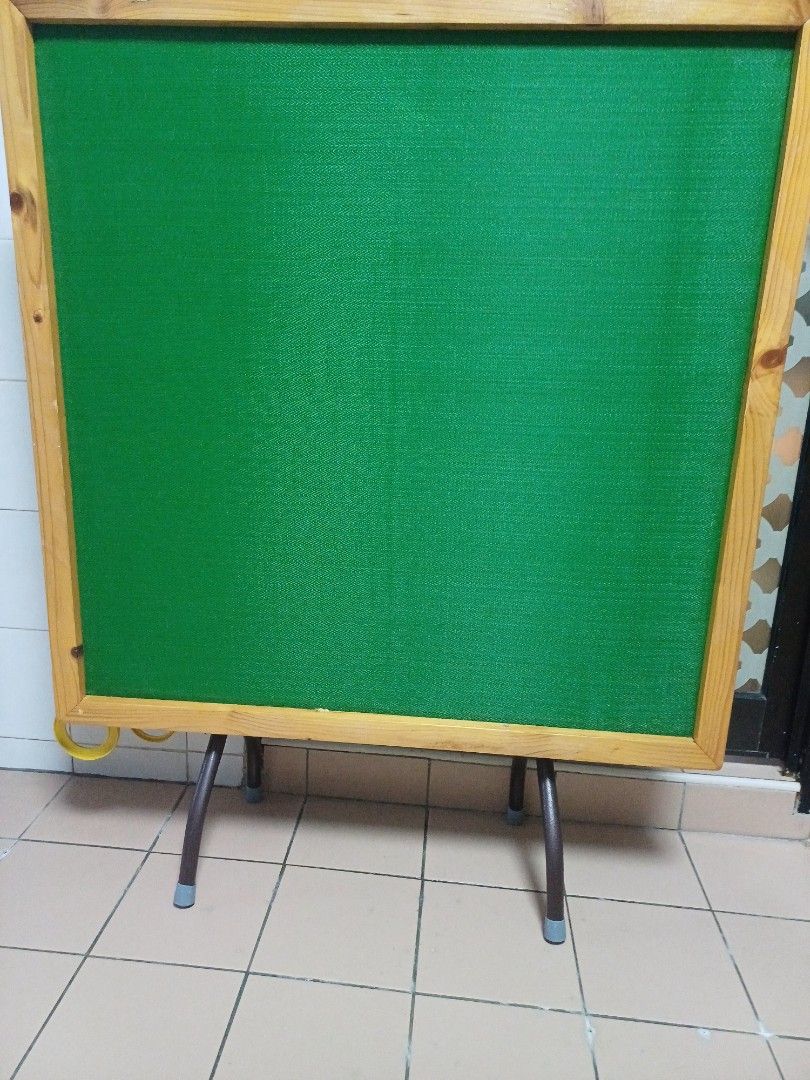 Foldable Mahjong Table with Green Surface (Category: Tables & Sets) located in Singapore. Submitted by joanne23 (Listing ID 1458144451, Image 4). Description: - Foldable Mahjong Table - Vibrant Green Playing Surface - Wooden Frame - Sturdy Metal Legs - Folds for Easy Storage - Ideal for Game Nights.