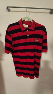 Gucci Red Navy Stripe Bee Embroidered Polo Shirt XL