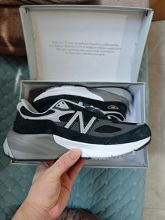New Balance NB 990 V6 Retro Letter Casual Running Shoes, Black/Grey