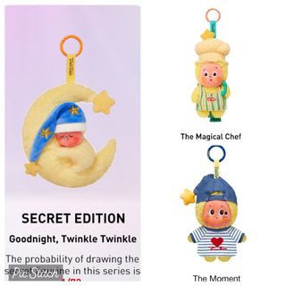 Pop Mart Twinkle Twinkle Crush On You Series Plush Pendant - The Moment, Twinkle Twinkle Be A Little Star Series Plush Pendant - The Magical Chef and We Are Twinkle Twinkle Secret Edition - Goodnight, Twinkle Twinkle
