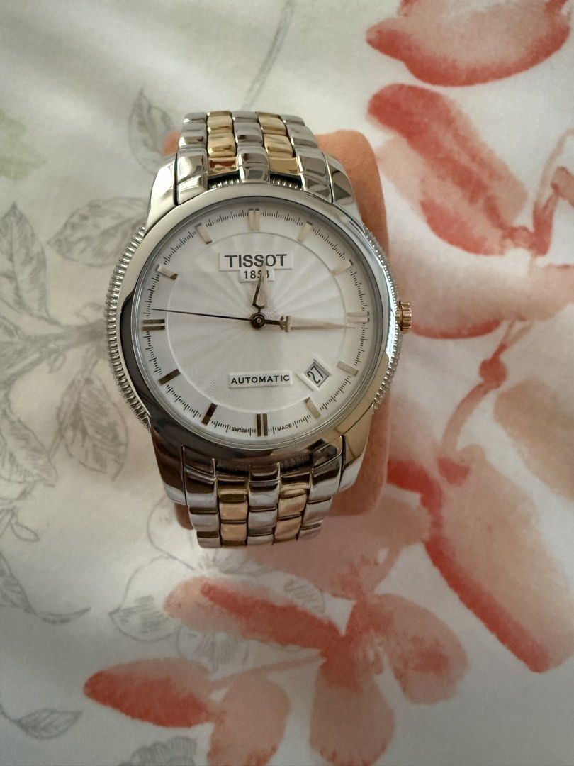Tissot Automatic Watch (Category: Men's Watches) located in Singapore. Submitted by rouf66 (Listing ID 1458132672, Image 1). Description: Discontinue two tone Tissot wrist watch, very mint condition and working well without any issue, Full accessories with warranty card but no more warranty Watch size: 40mm without crown and 44mm with crown Nice as new two tone bracelet with extra link For office and casual everyday wear Price slight negotiable .