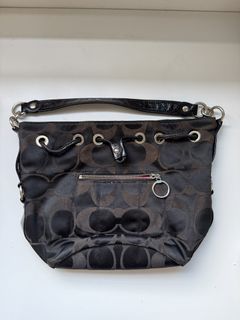 Vintage y2k black Coach signature monogram drawstring cinch bag