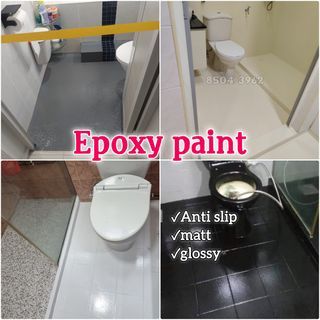 30% special offer/Toilet Floor epoxy/walls epoxy/kitchen epoxy/flooring service/Matt epoxy/glossy epoxy/Sand Epoxy/PU coat/Nippon paint/Commercial painting floor/Grouting service/chemical wash/silicone patches/whole house epoxy/best quality SG/Contractor