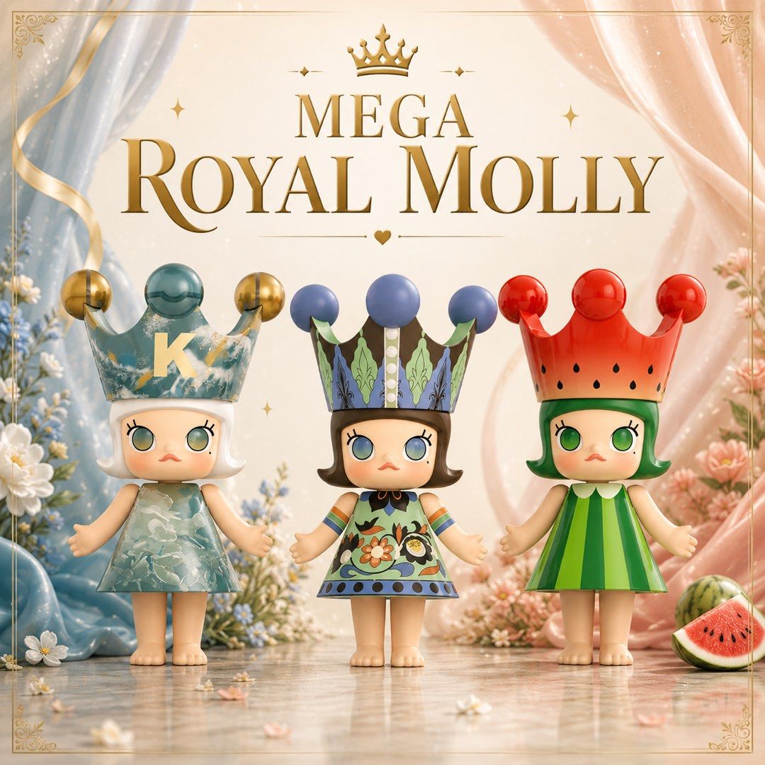 (3pc) Mega Royal Molly 100% Series 1 - Didi to Love + Saone Chang-Dun Huang + Watermelon (Category: Toy Figures) located in Singapore. Submitted by starry.rhapsody (Listing ID 1458439879, Image 1). Description: Brand new in foil List price for 3 items .