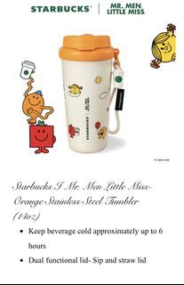 Authentic Starbucks Malaysia mr men little miss orange stainless steel tumbler