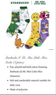 Authentic Starbucks Malaysia mr men little miss socks set of 2 pairs