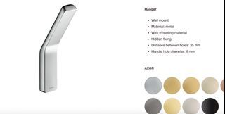 Hansgrohe-  AXOR Wall Mount polished chrome (New) 1 Pair
