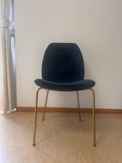 Hipvan Blue Velvet Chair with Gold Legs