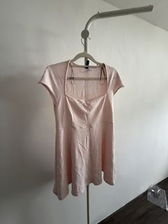 H&M Pink Square Neck Cap Sleeve Mini Dress