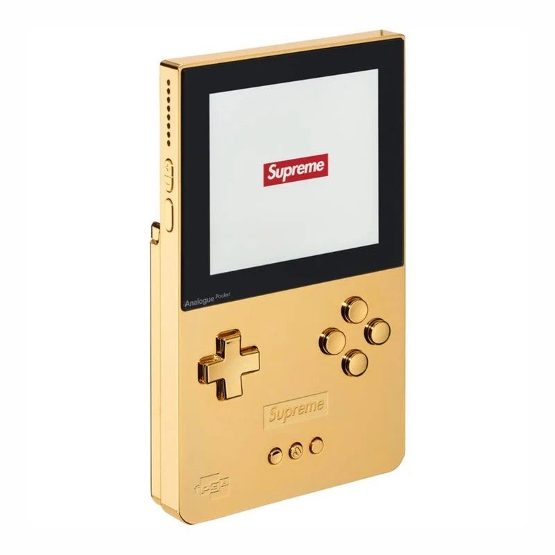INSTOCK | Supreme Analogue Pocket 24K Gold-Plated (Category: Nintendo) located in Singapore. Submitted by originalfook (Listing ID 1458386567, Image 1). Description: ✅ Trusted Seller Since 2013 ✅ 7000+ 5 Star Reviews ✅ Ready Stocks ✅ 100% Authentic else 2x refund ✅ Free Delivery for orders >$50 Size: 8.9cm x 14.6cm WA us 9 2 3 6 6 6 9 9 📍Visit our store: 1 Tampines North Drive 1 #03-24 S528559 check out ORIGINALFOOK. COM.