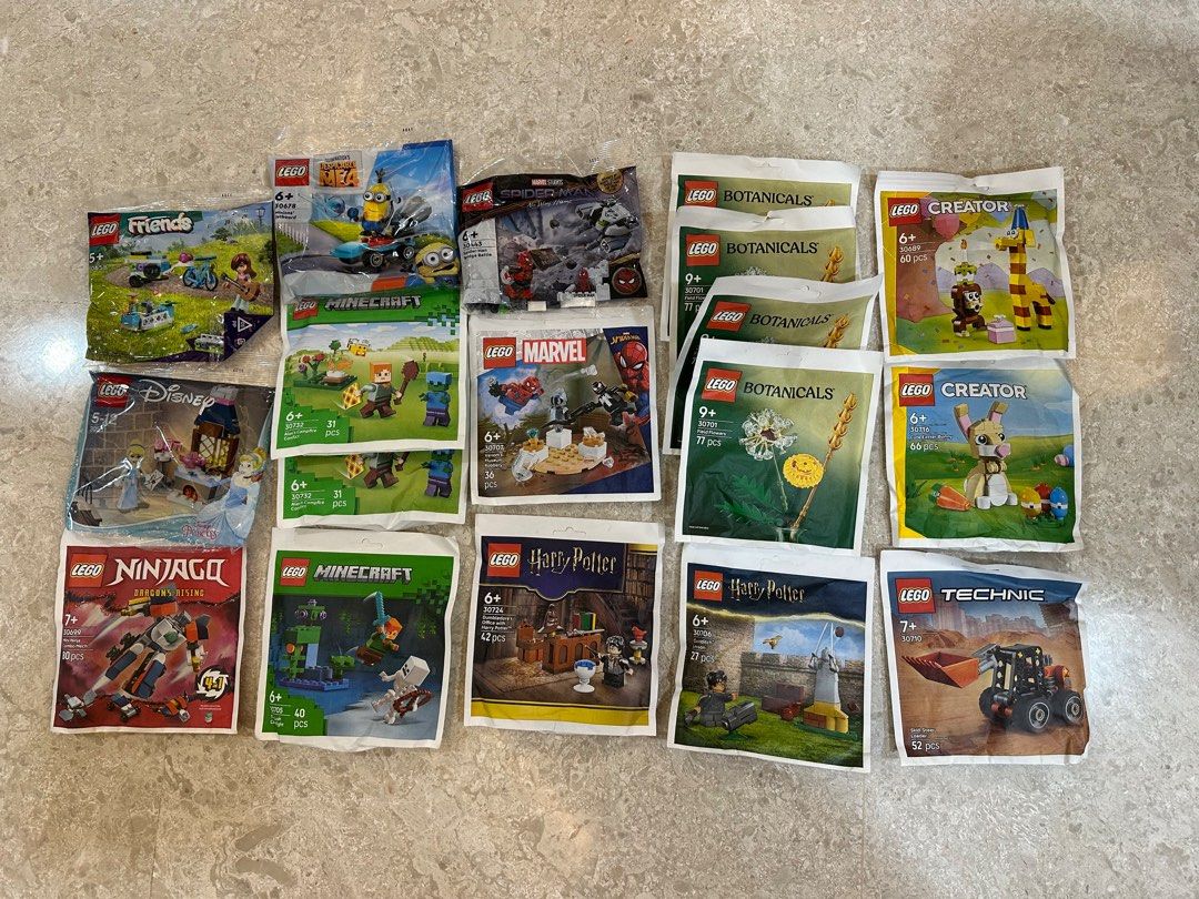Lego sealed polybags or paperbags ($5 and above) (Category: Lego & Building Sets) located in Singapore. Submitted by gohsebas (Listing ID 1458456850, Image 1). Description: Brand new sealed polybags / Paper bags Self collect at locations listed or tracked mail add $3 See price list Friends 30658 $5 Disney 30551 $7 Ninjago 30699 $5 Minion 30678 $8 Minecraft 30732 $6 Minecraft 30705 $8 Spider-man 30443 $11 Spider-man 30707 $9 Harry Potter 30724 $9 