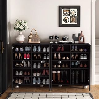 Organizer, Miscellaneous Storage Cabinet, Multi-Tier Shoe Cabinet,Black Vintage Shoe Cabinet, Shoe Rack, Entryway Cabinet, Storage Cabinet,  Shoe Rack, Shoe Cabinet—Free Shipping Included