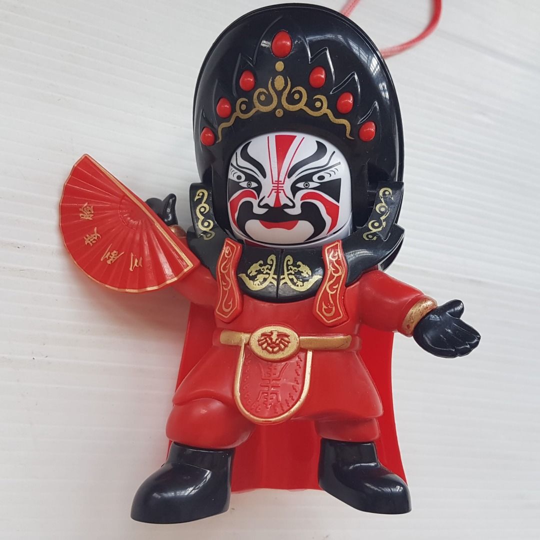 Peking Opera Face Changing Doll, 4.5” Tall Chinese Figure, Red & Black, Face Change Character, 4 Unique Facial Change, Traditional Crafts, Sichuan Folklore, Cosmopolitan, Face Changing Toy, Home Decoration, Studio Exhibit, Showpiece, Souvenir (Category: Toy Figures) located in Singapore. Submitted by discountshop (Listing ID 1458362645, Image 3). Description: Set of 2 Chinese Peking Opera Figurines with Fans Adorable Peking Opera figurines, Tradi
