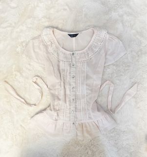 rare pink lace tie back blouse jp fashion japan tagged liz lisa axes femme eblin vintage thrifted fatal frame morikei himekaji shoujo blouses lace and button up