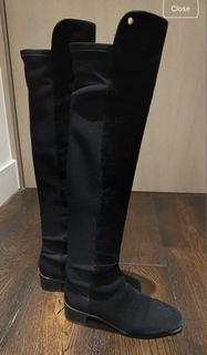 Stuart Weitzman Black Suede Over-the-Knee Boots