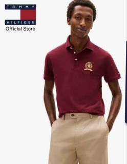 Tommy Hilfiger Burgundy Polo Shirt with Crest Logo